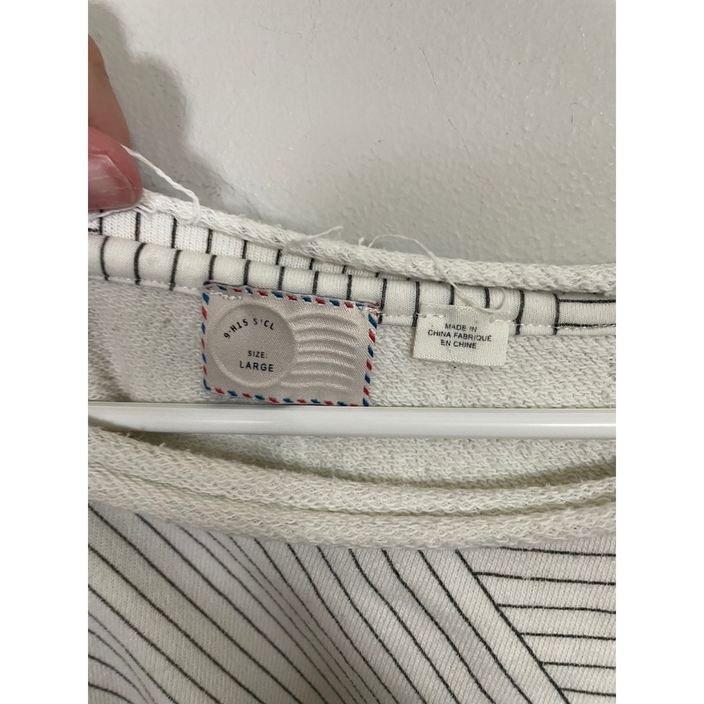 Anthropologie Postmark Embroidered Pocket Striped Sweatshirt Size Large - Picture 7 of 11
